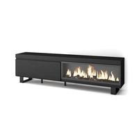 Skraut Home | Mueble TV | Televisión | Muebles de salón, almacenaje | 210 | para TV hasta 80" | Chimenea eléctrica XXL | Diseño Industrial | Estilo Moderno | Negro