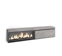 Mueble Tv, Televisión, Muebles De Salón, Almacenaje, 210, Para Tv Hasta 80", Chimenea Eléctrica Xxl, Estilo Moderno, Cemento