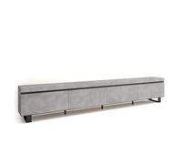 Mueble Tv, Televisión, Muebles De Salón, Almacenaje, 320x57x35 Cm, Para Tv Gran Formato, Diseño Industrial, Estilo Moderno, Cemento