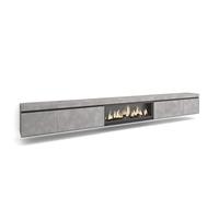 Skraut Home | Mueble TV | Televisión | Muebles de salón, almacenaje | 368x45x35 | Chimenea eléctrica XXL | Colgado, Suspendido| Estilo Moderno | Cemento