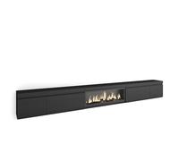 Mueble Tv, Televisión, Muebles De Salón, Almacenaje, 368x45x35, Chimenea Eléctrica Xxl, Estilo Moderno, Negro