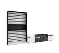 Skraut Home | Muebles de Salón para TV | Conjunto de Muebles Comedor | 210x186x35cm | para TV hasta 80" | Chimenea eléctrica | Estilo Moderno | Blanco y Negro