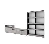 Skraut Home | Muebles de Salón para TV | Conjunto de Muebles Comedor | 370x186x35cm | para TV hasta 65" | Mueble Televisión | Estilo Moderno | Cemento