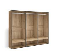 Skraut Home, Vestidor abierto, 3 módulos sin puerta para ropa, zapatos y complementos, medidas 180x35x145cm, Armario, perchero, Varios colores Oak