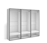 Skraut Home, Vestidor abierto, 3 módulos sin puerta para ropa, zapatos y complementos, medidas 180x35x145cm, Armario, perchero, Varios colores White