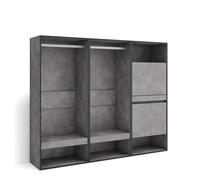 Skraut Home, Vestidor abierto y zapatero, para ropa, complementos y capacidad para 10 pares de zapatos, 180x35x145cm, Varios colores disponibles Cement