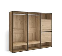 Skraut Home, Vestidor abierto y zapatero, para ropa, complementos y capacidad para 10 pares de zapatos, 180x35x145cm, Varios colores disponibles Oak