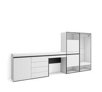 Zapatero Skraut Home, Armario para zapatos y botas, 297x35x145cm, Vestidor abierto, Cómoda, Cajonera, Tocador, Varios colores disponibles White