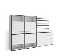 Skraut Home, Zapatero, Armario para zapatos y botas, Cómoda, Cajonera, Listones Decorativos, 227x35x145cm, Dormitorio, habitación, Varios colores White