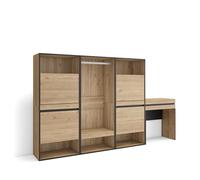 Skraut Home, Zapatero, Armario para zapatos y botas, 250x35x145cm, Vestidor abierto, Tocador, Varios colores disponibles Oak