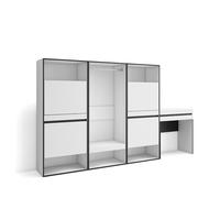 Skraut Home, Zapatero, Armario para zapatos y botas, 250x35x145cm, Vestidor abierto, Tocador, Varios colores disponibles White