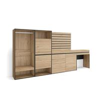 Skraut Home, Zapatero, Armario, 297x35x145cm, Vestidor abierto, Cómoda, Cajonera, Listones, Tocador, Varios colores Oak