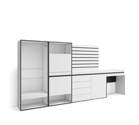 Skraut Home, Zapatero, Armario, 297x35x145cm, Vestidor abierto, Cómoda, Cajonera, Listones, Tocador, Varios colores White