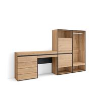 Zapatero Skraut Home, Vestidor abierto, Cómoda, Cajonera, Tocador, 247x35x145cm, Varios colores disponibles Oak