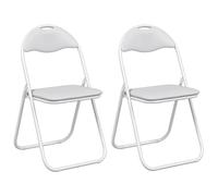 SKTQYQO Silla plegable de 2 piezas de piel sintética blanca 48 x 43,5 x 81 cm