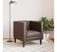 SKTQYQO Sillón Chesterfield marrón piel sintética 71 x 74,5 x 70,5 cm