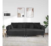SKTQYQO Sofá de 4 plazas negro terciopelo 250 x 77 x 76 cm