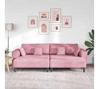 SKTQYQO Sofá de terciopelo rosa de 4 plazas, 250 x 77 x 76 cm