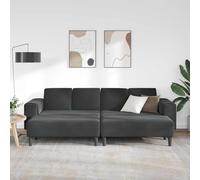 SKTQYQO Sofá para salón de 3 piezas, negro, 250 x 188 x 76 cm