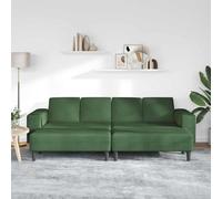 SKTQYQO Sofá Verde Oscuro 250x188x76cm Tejido Cords | 4 plazas, asiento 208 cm, reposabrazos cuadrados, patas negras, transpirable, para salón