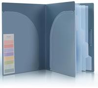 SKYDUE Carpeta de documentos A4, carpeta archivadora con 5 bolsillos y 2 compartimentos para presentaciones, carpeta y 2 gomas elásticas, carpeta A4, carpeta organizadora (azul)