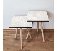 Skye Decor, 2Shp221 - Blanco, Juego de mesas auxiliares (2 unidades), Blanco, 100% MDF, 35 x 35 x 47 cm