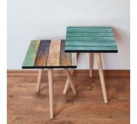 Skye Decor, 2Shp424 - Azul, Juego de mesas auxiliares (2 unidades), Azul, 100% MDF, 35 x 35 x 47 cm
