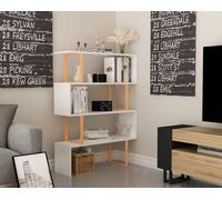 Skye Decor, Adriana: Estantería, color dorado y blanco, para libros, color dorado, fabricada con tablero de partículas de alta calidad recubierto al 100% con melamina, dimensiones: 91,5 x 29,5 x 124,5