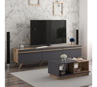 Skye Decor, Ámsterdam, Juego de muebles para sala de estar, color antracita, 100% aglomerado revestido de melamina, 180 x 35 x 42 cm
