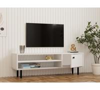 Skye Decor, Ávila: Estante para TV, color blanco, fabricado con tablero de partículas de 100% melamina, dimensiones: 120 x 30 x 38 cm