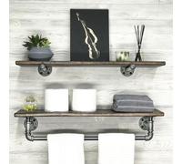 Skye Decor, Boruraf113, Estante para tuberías, Nogal, 100% madera de abeto, 60 x 14 x 17 cm