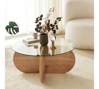 Skye Decor, Bubble - Roble Zafiro, Mesas de centro, Roble zafiro, Cristal, 75 x 35 x 75 cm