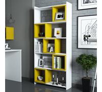 Skye Decor, caja - blanco, amarillo; estantería, blanca; 100% tablero de partículas melaminado; 80 x 22 x 170 cm