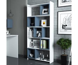 Skye Decor, Caja - Blanco, Azul, Estantería, Blanco, 100% tablero de partículas melaminado, 80 x 22 x 170 cm