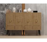 Skye Decor, Carbín - Roble Zafiro, Dorado, Consola, Roble Zafiro, 100% panel de fibra de densidad media (MDF) con revestimiento de melamina, 120 x 30 x 80 cm