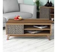 Skye Decor, composición: madera contrachapada con revestimiento de melamina, color: nogal y azul, mesa de centro, madera de nogal, 100% melamina, dimensiones: 105 x 60 x 38,2 cm