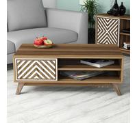 Skye Decor, composición: madera contrachapada recubierta al 100% con melamina, color nogal y blanco, mesa de centro, nogal, dimensiones: 105 x 60 x 38,2 cm