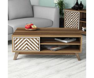 Skye Decor, composición: madera contrachapada recubierta al 100% con melamina, color nogal y blanco, mesa de centro, nogal, dimensiones: 105 x 60 x 38,2 cm