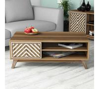 Skye Decor, composición: nogal, crema. Mesa de centro, nogal. Fabricada con tablero de partículas de alta calidad recubierto al 100% con melamina. Dimensiones: 105 x 60 x 38,2 cm