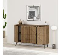 Skye Decor, consola de alta calidad, 123 x 77,4 x 35 cm, fabricada con tablero de partículas de 18 mm de grosor, recubierto al 100% con melamina, con bisagras de cierre suave, en color marrón Hitit, d