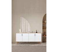 Skye Decor, consola de alta calidad (de 3 piezas) en roble "Sapphire", 100% melamina, 180 cm
