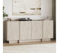 Skye Decor, consola de alta calidad, travertino, 180 x 80 x 45 cm. Fabricada con tablero de partículas de 18 mm de grosor, recubierto al 100% con melamina. Cuenta con numerosos estantes y bisagras con