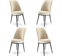 Skye Decor, Dexa: Juego de 4 sillas, color crema y , 100% metal, dimensiones: 45 x 42 x 89 cm