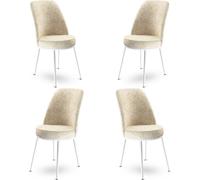Skye Decor, Dexa: Juego de 4 sillas, color crema y blanco, 100% metal, dimensiones: 45 x 42 x 89 cm