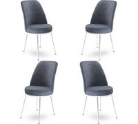 Skye Decor, Dexa: Juego de 4 sillas, color humo, 100% metal, dimensiones: 45 x 42 x 89 cm