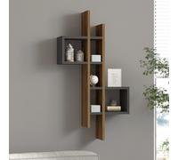 Skye Decor, Emse: estantería de pared, madera de roble, color antracita, dimensiones: 53,8 x 108 x 19,6 cm