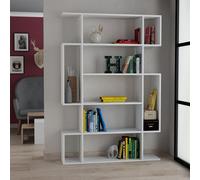Skye Decor, estantería de alta calidad, color blanco, 110 x 161 x 25,5 cm. Fabricada con tablero de partículas de 18 mm de grosor, recubierto al 100% con melamina. Se puede montar en la pared, cuenta 