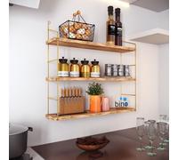 Skye Decor, estantería de pared de 3 piezas, ideal para libros, diseño moderno, color dorado, madera, dimensiones: 60 x 62 x 16 cm