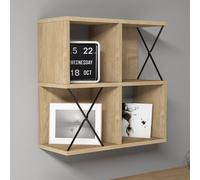 Skye Decor, estantería de pared fabricada con paneles de aglomerado de 100% melamina, de 60 x 60 x 24 cm, con un grosor de 18 mm, disponible en roble y . Diseño moderno e industrial con múltiples esta