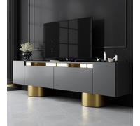 Skye Decor, estilo bohemio - Color antracita, dorado, mueble de televisión, color antracita, 180 x 50 x 30 cm